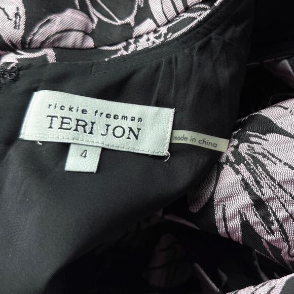 RICKIE FREEMAN For Teri Jon Jacquard Floral A-Line Dress Sz 4 - Picture 6 of 6